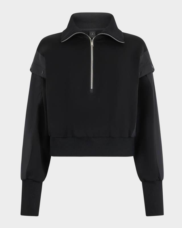 Mixed-Media Half-Zip Sweatshirt